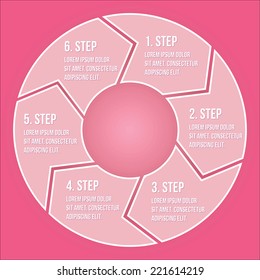 Circular Six Step info graphic illustration