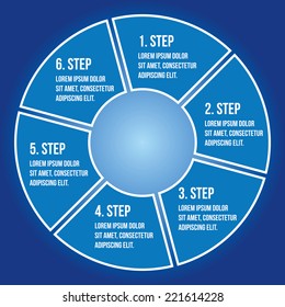 Circular Six Step info graphic illustration