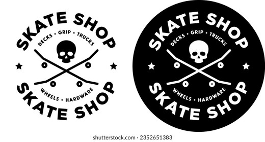 Circular Skateboard Skate SK8 Skateboarding Shop Label Logo Template Icon Sign Sigil Symbol Emblem Badge Vector EPS PNG Transparent No Background Clip Art Vector EPS PNG