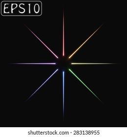circular sorted laser rays (high energy loaded particle trail.)