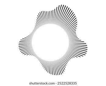 Onda de sonido circular para música de audio. Línea de sonido, espectro radial, ecualizador de sonido. Marco ondulado circular. Espectro radial de Vector.