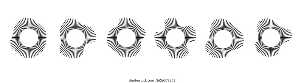 Circular sound wave equalizer icon. Abstract radial music waveform. Vector illustration for audio, music or tech design