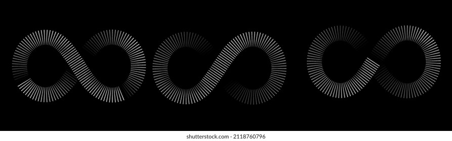 Circular sound wave rhythm from lines. Symbol  infinity, repetition and cyclicity.