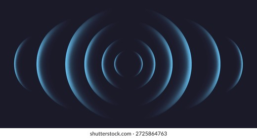 Onda de sonido circular. Efecto de luz redonda. Círculo concéntrico de señal. Señal de la estación de radio. Ondulación de agua.  Lugar o punto. Pantalla de radar. Efecto Vector. 