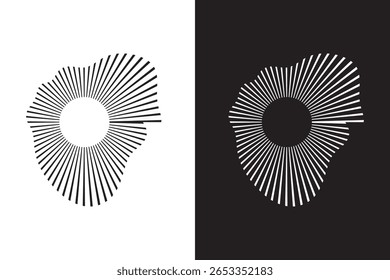Circular sound waves, depicting audio music, round symbols of voice, icons and logos for equalizers, radial spectrum designs, ring patterns. Flat vector illustrations isolated on white background.