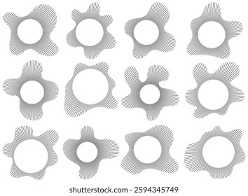 Circular sound waves icon set Music and audio bursts symbol vector illustrasion. 