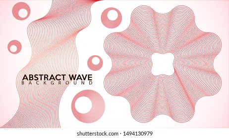 Circular Spectrum Audio Wave Design Vector, Abstract Wave Line Background Design Template, Ellipse, Red Orange, Pink, Brown