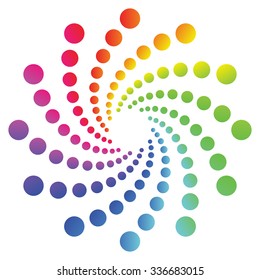 Circular spectrum pattern on white background.