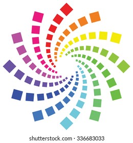 Circular spectrum pattern on white background.