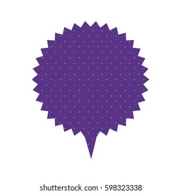 circular speech with sawtooth contour and tail with purple background with dots vector illustration