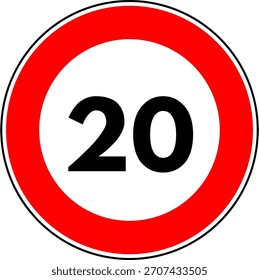 Circular Speed Limit 20 Traffic Sign