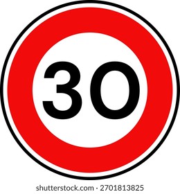 Circular Speed Limit 30 Traffic Sign
