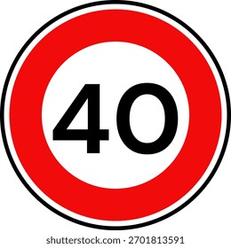 Circular Speed Limit 40 Traffic Sign