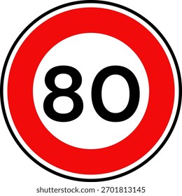 Circular Speed Limit 80 Traffic Sign