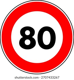 Circular Speed Limit 80 Traffic Sign