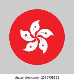 circular or Sphere or round or circle shape flag of Hong Kong Country with a grey background 