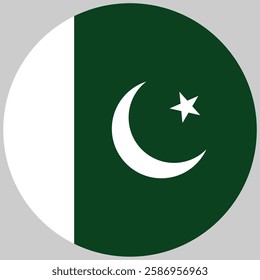 Circular or Sphere or Round Flag of Pakistan country with a grey color background , vector design and illustration