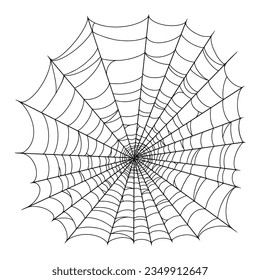 Circular spider web monochrome emblem for creating fashion design or spooky Halloween party nightclub invitation cards vector illustration