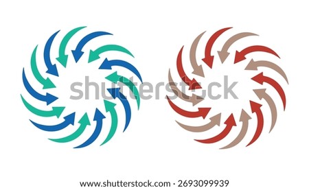 Circular Spiral Arrow Patterns , Motion and Flow Symbolism