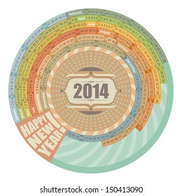 Circular, Spiral Calendar With Highlighted Sundays