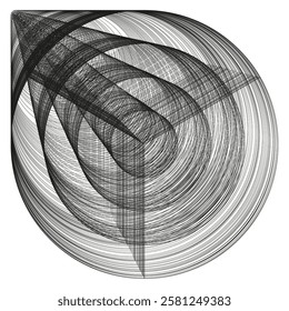 Circular spiral form. Layered concentric lines. Abstract geometrical shape. Artistic vector composition.