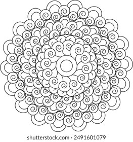 Circular Spiral Geometric Detailed Mandala Adult Coloring Page Intricate Pattern Zentangle