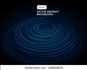 Circular Spiral lines, star trails on black background, abstract earth concept, technology concept background illustration	
