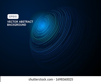 Circular Spiral lines, star trails on black background, abstract earth concept, technology concept background illustration	
