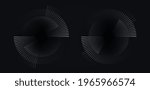 Circular spiral sound wave rhythm from lines white color on dark background.