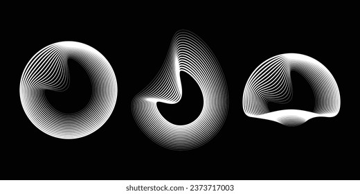 Circular spiral sound wave rhythm from lines.vector illustration