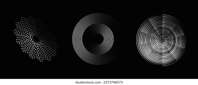 Circular spiral sound wave rhythm from lines