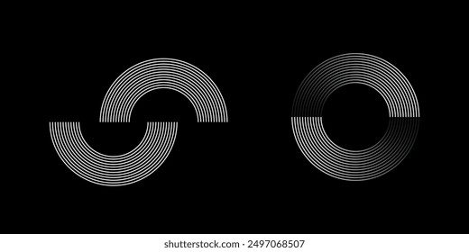 Ritmo de onda de sonido espiral circular de líneas.Vector