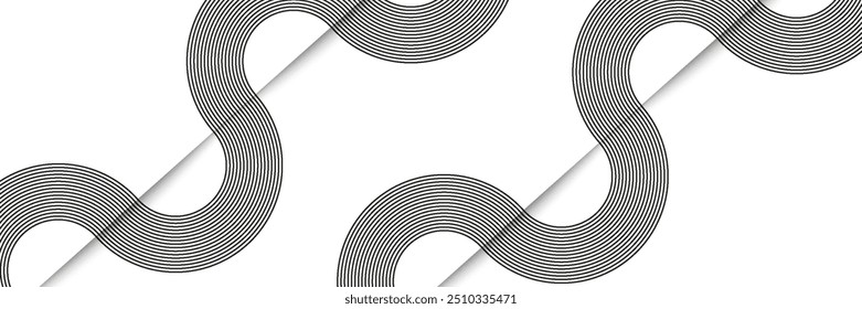 Circular spiral sound wave rhythm of lines. vector