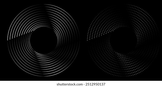 Ritmo de onda de sonido espiral circular de líneas.Vector