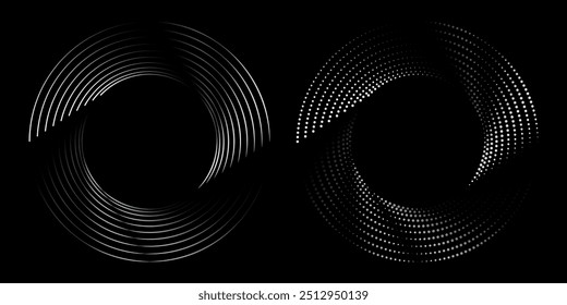 Ritmo de onda de sonido espiral circular de líneas.Vector