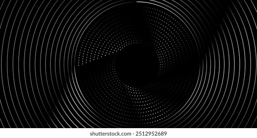 Circular spiral sound wave rhythm from lines.vector