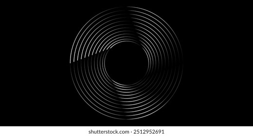 Ritmo de onda de sonido espiral circular de líneas.Vector