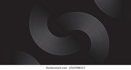 Circular spiral sound wave rhythm from lines.vector