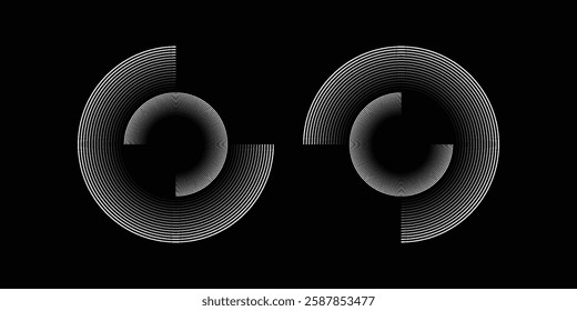 Circular spiral sound wave rhythm from lines.