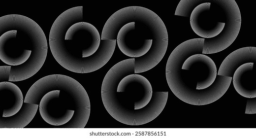 Circular spiral sound wave rhythm from lines. eps10 vector