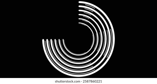 Circular spiral sound wave rhythm from lines. eps10 vector