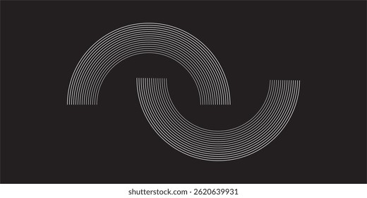 Circular spiral sound wave rhythm from lines.vector