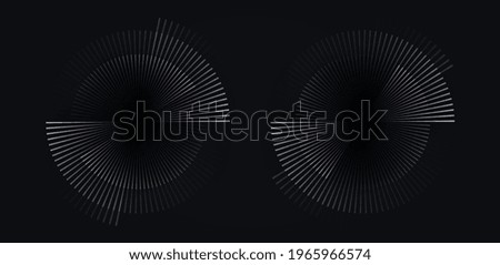 Circular spiral sound wave rhythm from lines white color on dark background.