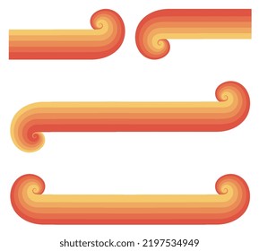 Circular spiral striped sound wave rhythm from lines. Simple abstract shapes of circular lines in vintage style, sunset. Minimalistic geometric elements of retro shapes.