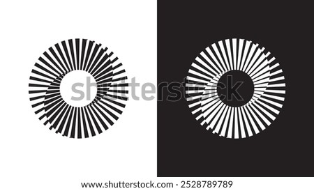 Circular spiral stripes design element. Mobius strip pattern, overlapping lines with different thickness. Flat vector art