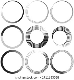 Circular spiral, swirl, and twirl. Geometrical cochlear, vortex, and volute shape
