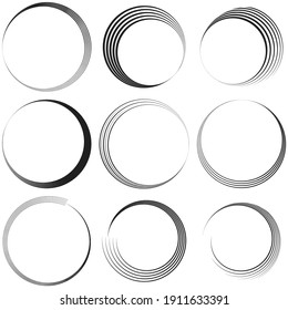 Circular spiral, swirl, and twirl. Geometrical cochlear, vortex, and volute shape