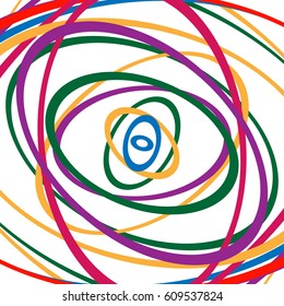 Circular spirally abstract pattern with colorful ellipses. Random circles vector illustration