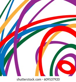 Circular spirally abstract pattern with colorful ellipses. Random circles vector illustration