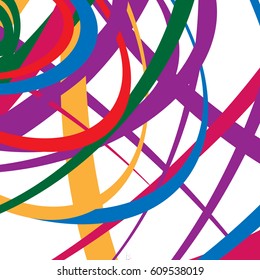 Circular spirally abstract pattern with colorful ellipses. Random circles vector illustration